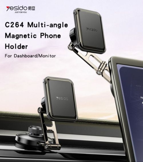 C264 Zinc Alloy 6Pcs Magnets Strong Rotating Arm Multi-angle Magnetic Phone Holder