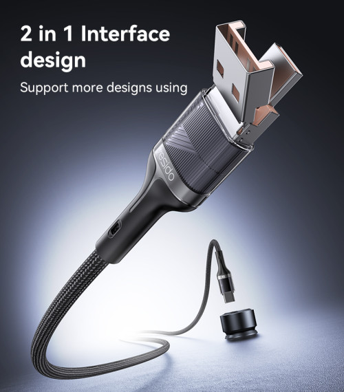 CA165C 2 in 1 60W Fast Charging High-density Braided Body USB/Type-C To Type-C Data Cable