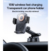 C307 360 Rotation Electric Locking 15W Wireless Fast Charging Transparent Car Phone Holder