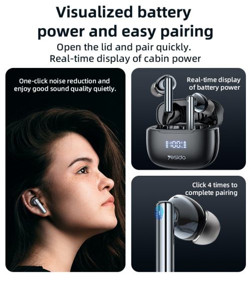 TWS23 BT5.3 300mAh Active Noise Reduction Touch Control Power Display True Wireless BT Earphone