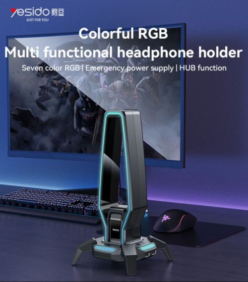 HB25 3.5MM Expansion interface HUB Function Seven Colorful RGB Muiti Functionel Headphone Holder