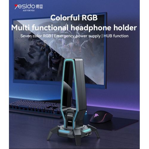 HB25 3.5MM Expansion interface HUB Function Seven Colorful RGB Muiti Functionel Headphone Holder