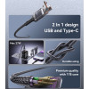 CA165L 2 in 1 27W Fast Charging High-density Braided Body USB/Type-C To IP Data Cable