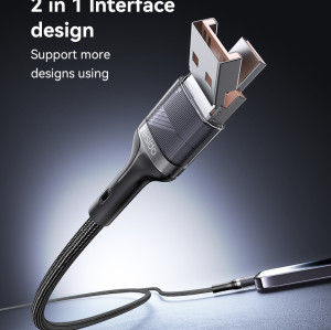 CA165L 2 in 1 27W Fast Charging High-density Braided Body USB/Type-C To IP Data Cable