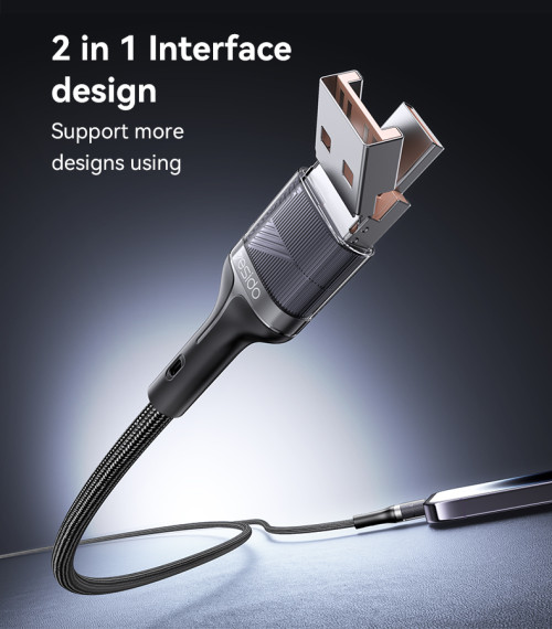 CA165L 2 in 1 27W Fast Charging High-density Braided Body USB/Type-C To IP Data Cable