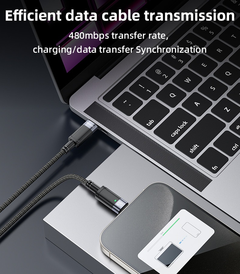 CA160 60W Type-C To Type-C Auto Disconnecting Charging Data Cable Details