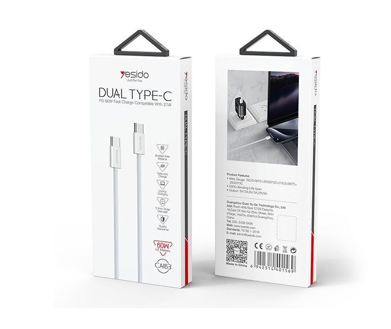 CA163 TC To TC 60W For IOS and Android Data Cable packaging