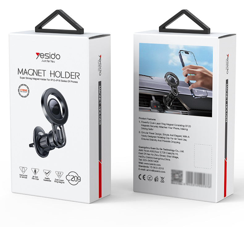 C209 Magnetic Air Vent Phone Holder Packaging