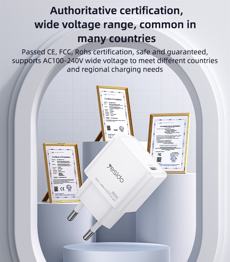 YC60 EU 20W GaN Fast Charging Wall Charger(Type-C Port) Details