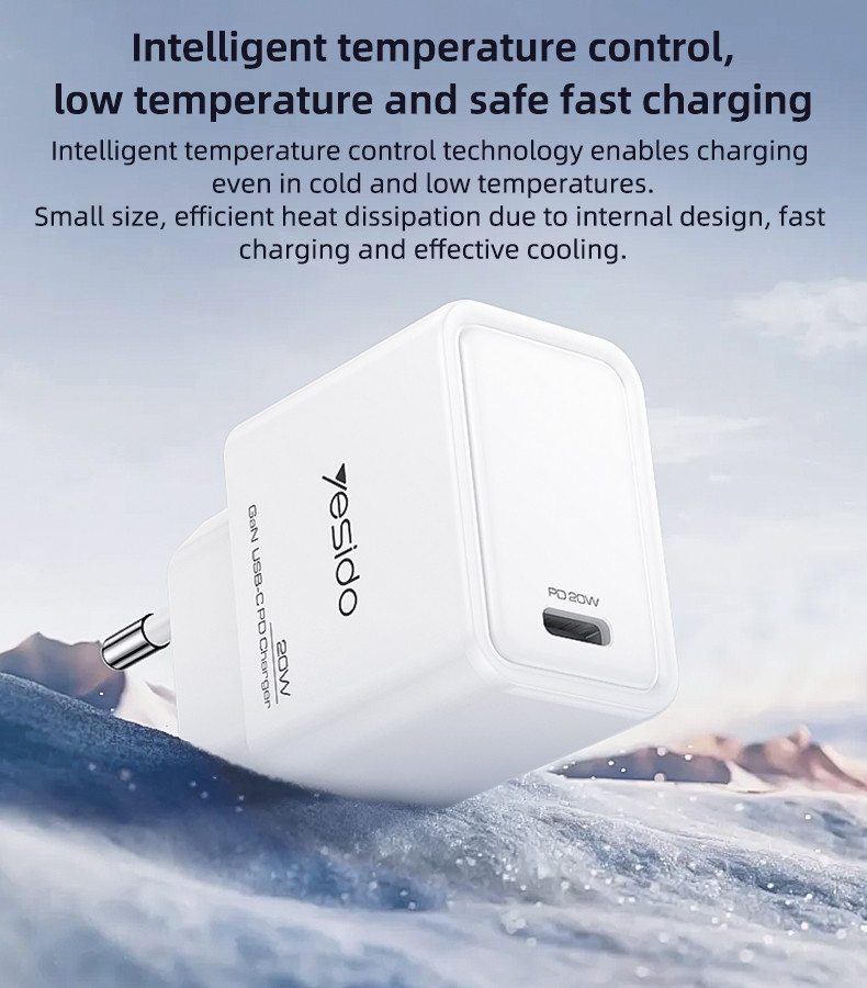 YC60 EU 20W GaN Fast Charging Wall Charger(Type-C Port) Details