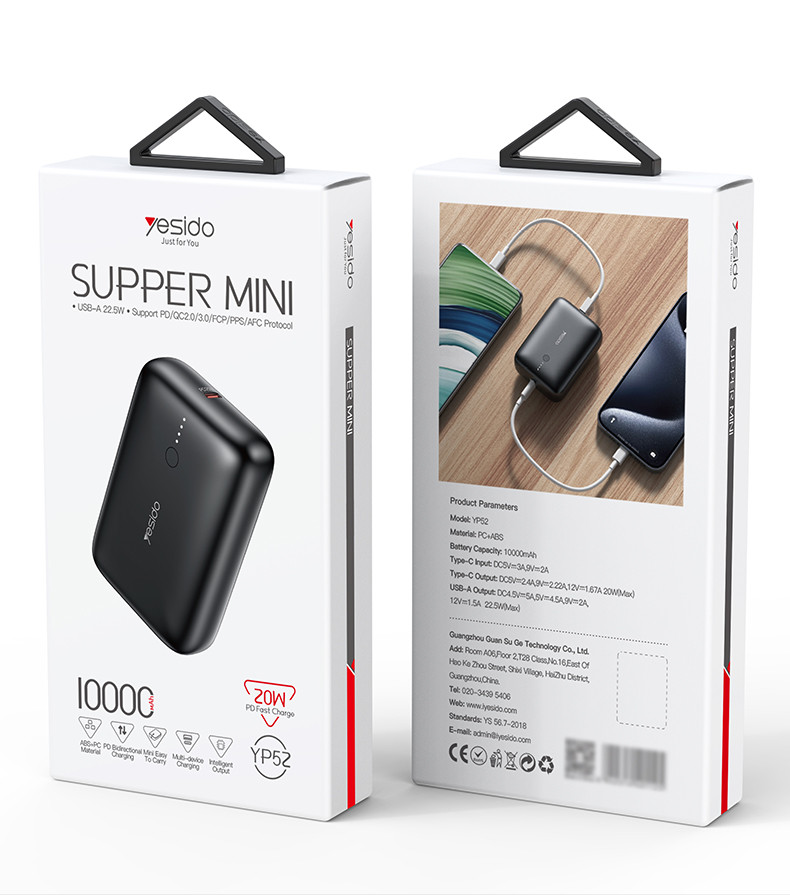 YESIDO YP52 Mini 10000mAh Power Bank Packaging