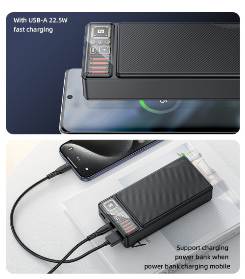 YP54 PD 20W + USB-A 22.5W Fast Charging LED Power Status Light Anti-slip Texture 20000mAh Power Bank