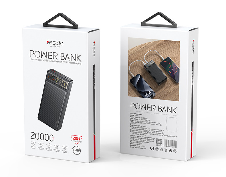 YP54 Fast Charging 20000mAh Power Bank Packaging