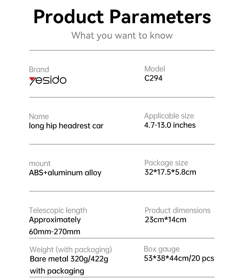 C294 Car Seat Using Phone Holder Parameter