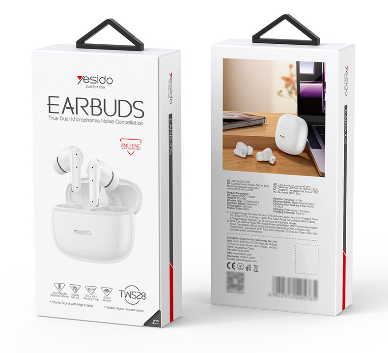 TWS28 ENC And ANC TWS Wireless Earphone Packaging