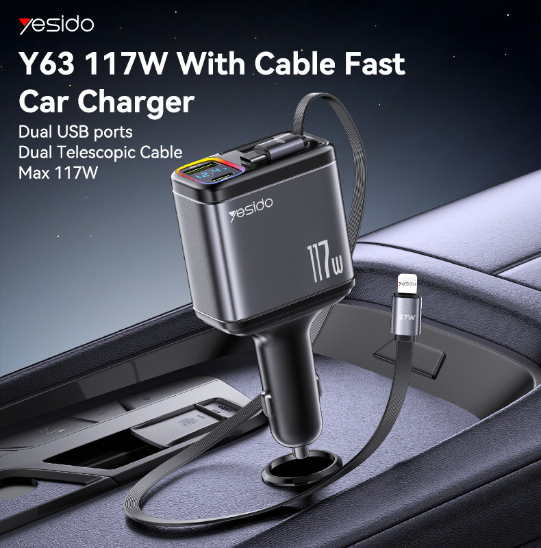 Y63 117W Fast Charging Car Charger