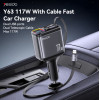 Y63 117W LED Power Display With Telescopic Cable USB & TC Ports Fast Charging Car Charger