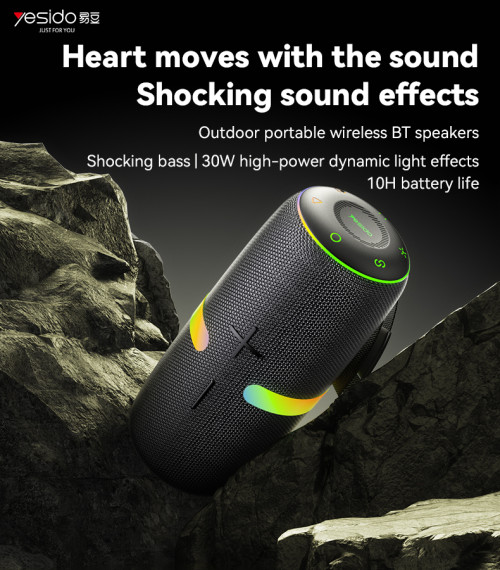 YSW22 30W High-power Dynamic Light Effects Shocking Bass Outdoor Portable Wireless BT Speakers