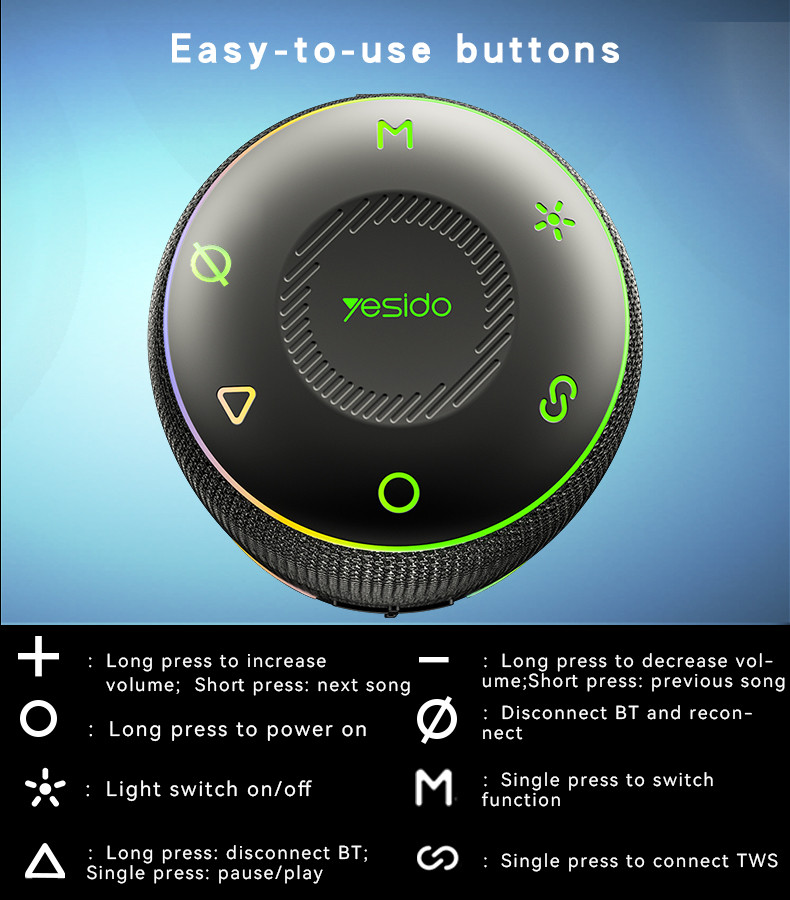 Yesido YSW22 30W Waterproof Wireless Speaker Details