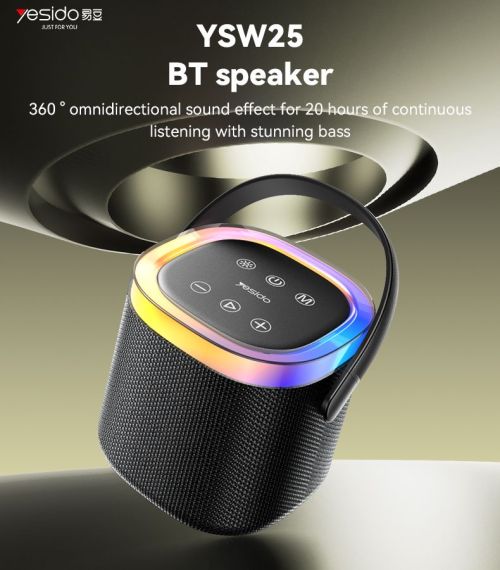 YSW25 BT5.3 360 Sound Effect 8W 1800mAh High-capacity Battery IP67 Waterproof Rating Speaker