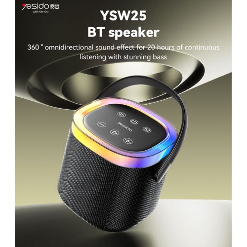 YSW25 BT5.3 360 Sound Effect 8W 1800mAh High-capacity Battery IP67 Waterproof Rating Speaker