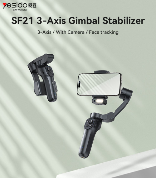 SF21 Face Tracking With Camera Powerful Battery Built-in Extra Fill Light 3-Axis Gimbal Stabilizer