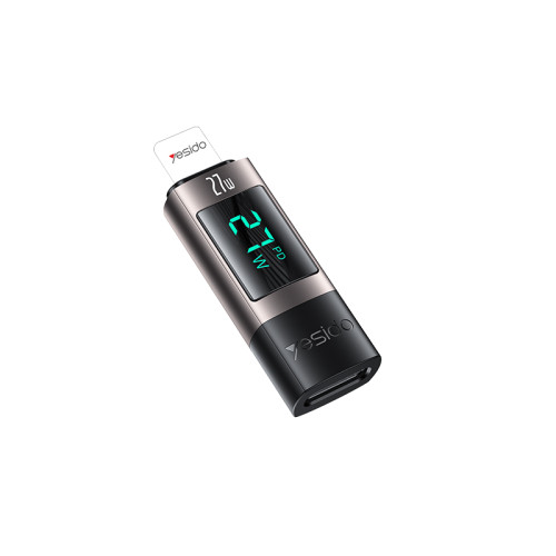 GS25 Aluminum Alloy Data Transmission Power Real-time Display USB-C to IP Digital Charging Adapter