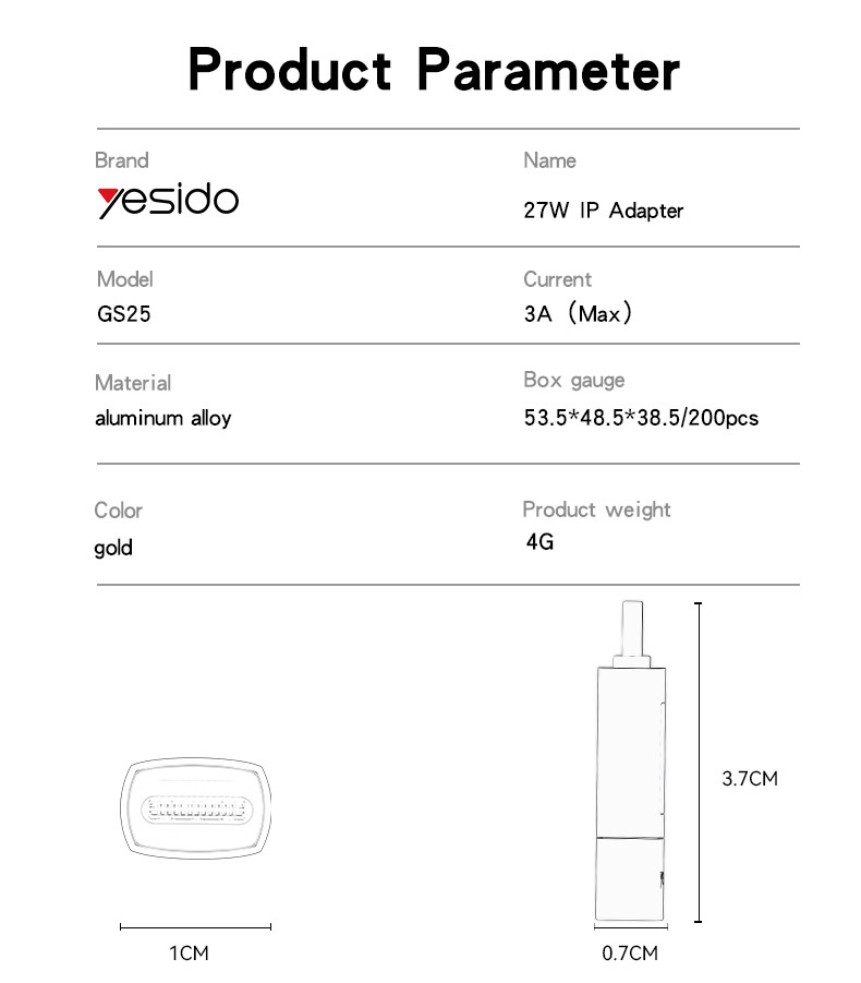 GS25 Lightning to Type-C OTG Adapter Parameter