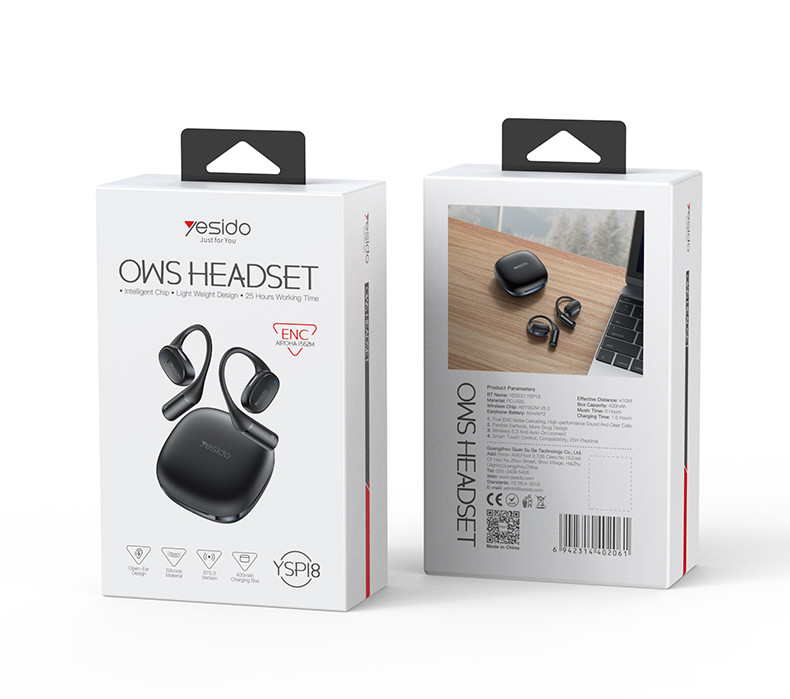 YSP18 With ENS Noise Cancelling OWS Wireless Earphone Packaging