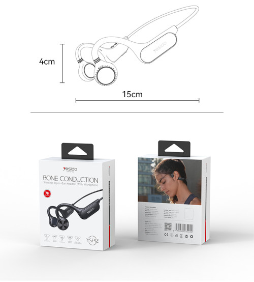 YSP12 BT5.3 IPX4 Waterproof Hanging Stripe Ultra Long Using Time Wireless Bone Conduction Earphone