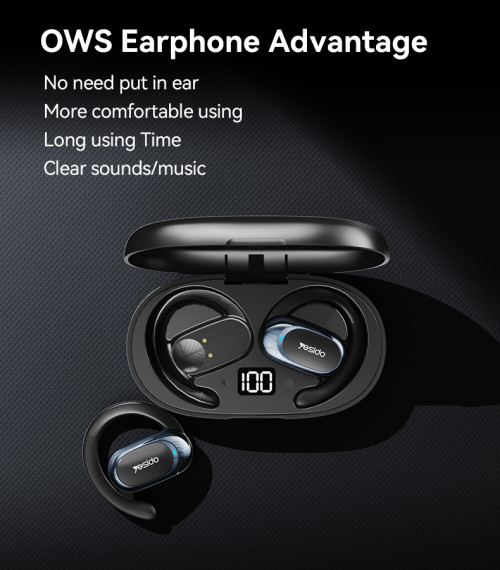 YSP13 BT5.3 Hanging On Ear Design With Trending Sounds Display OWS Wireless Air Conduction Earphone