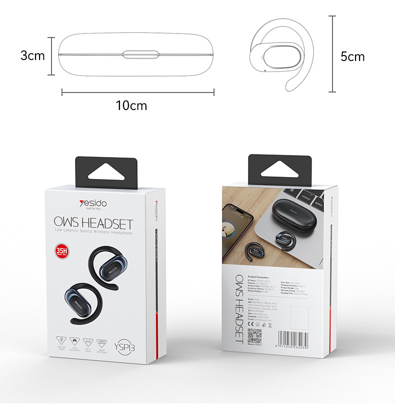 YSP13 Ear Hanging OWS Air Conduction Wireless Earphone Packaging