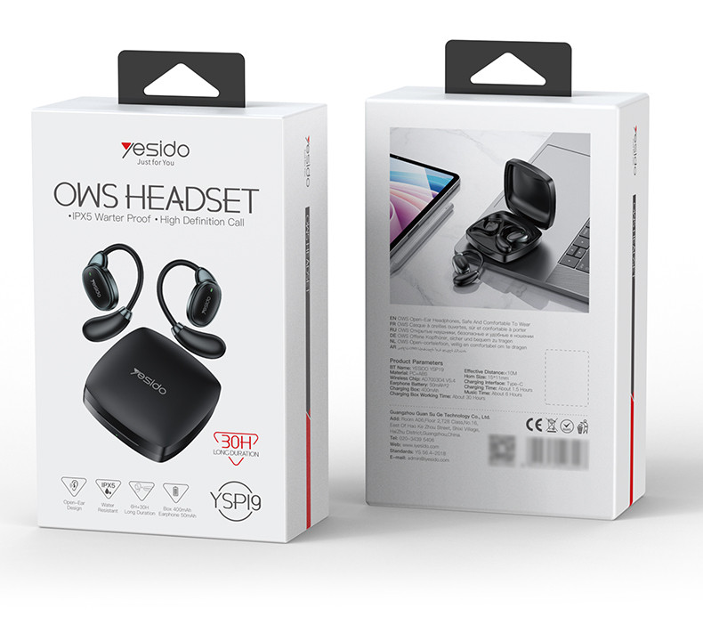 YSP19 OWS Wireless Earphone (IPX5) Packaging