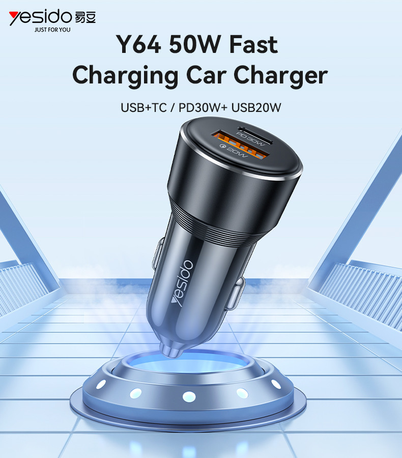 Yesido Y64 50W Fast Charging Car Charger