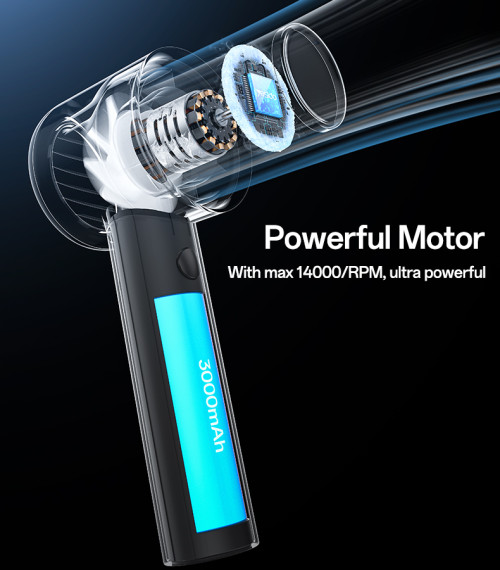 YF14 LED Power Display Powerful With 3000mAh Battery 5 Stages Of Speed Turbo Mini Fan