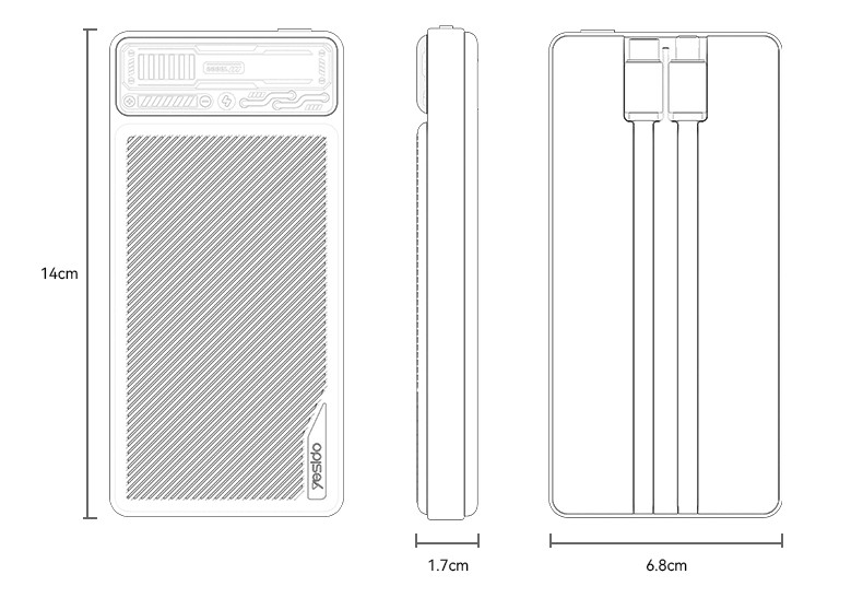 YP55 10000mAh Power Bank With Cable Details