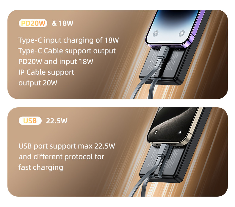 YP56 20000mAh Power Bank With Cable Details