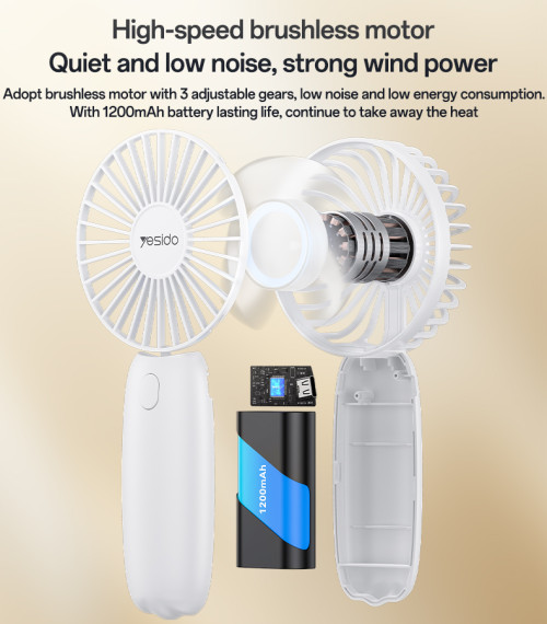 YF15 3-speed Infinitely Variable With 1200mAh Battery Removable Design Small Fan With Phone Holder