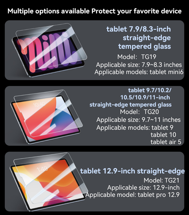 TG19 For IP Tablet 7.9 / 8.3inches Tempered Glass Details