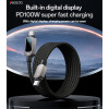 CA179 1.2 Meters Type-C To Type-C PD 100W Super Fast Charging Built-in Digital Display Data Cable
