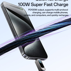 CA179 1.2 Meters Type-C To Type-C PD 100W Super Fast Charging Built-in Digital Display Data Cable