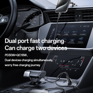 Y68 Aluminum Alloy Transparent Shell Pull Ring Design PD30W+QC18W Fast Charging Hidden Car Charger