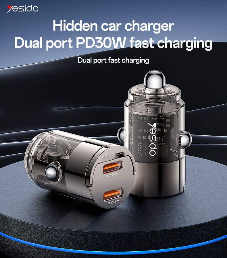 Yesido Y69 30W Fast Charging Mini Hidden Car Charger