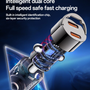 Y69 Aluminum Alloy Transparent Shell Pull Ring Design PD 30W Fast Charging Mini Hidden Car Charger