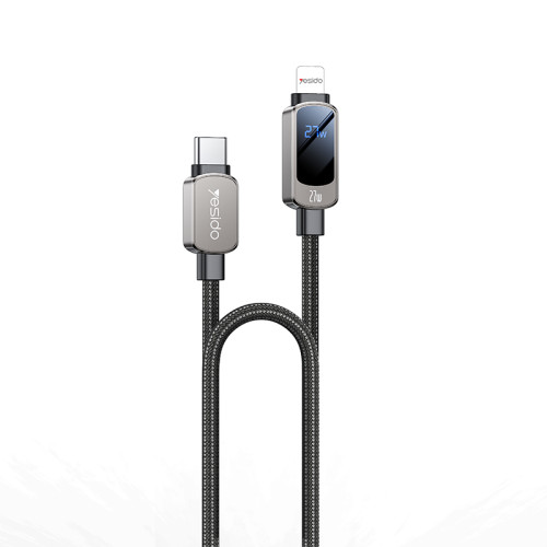 CA180 Zinc Alloy 1.2 Meters Length Type-C To IP PD27W Built-in Digital Display Data Cable