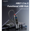 HB21 Aluminum Alloy PD100W Fast Charging Type-C/USB To PD100W + RJ45 + 3 USB Functional USB Hub