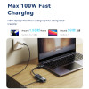 HB21 Aluminum Alloy PD100W Fast Charging Type-C/USB To PD100W + RJ45 + 3 USB Functional USB Hub