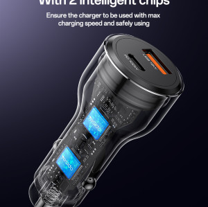 Y65 118W Super Fast Charging Aluminum Alloy QC18W+PD100W USB & Type-C Dual Ports Car Charger