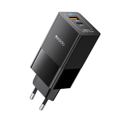 YC73 65W Fast Charging USB & Type-C Dual Ports PC Fireproof GaN European Specification Charger