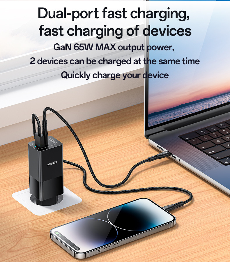 YC73 EU 65W Fast Charging Wall Charger(USB+TC) Details